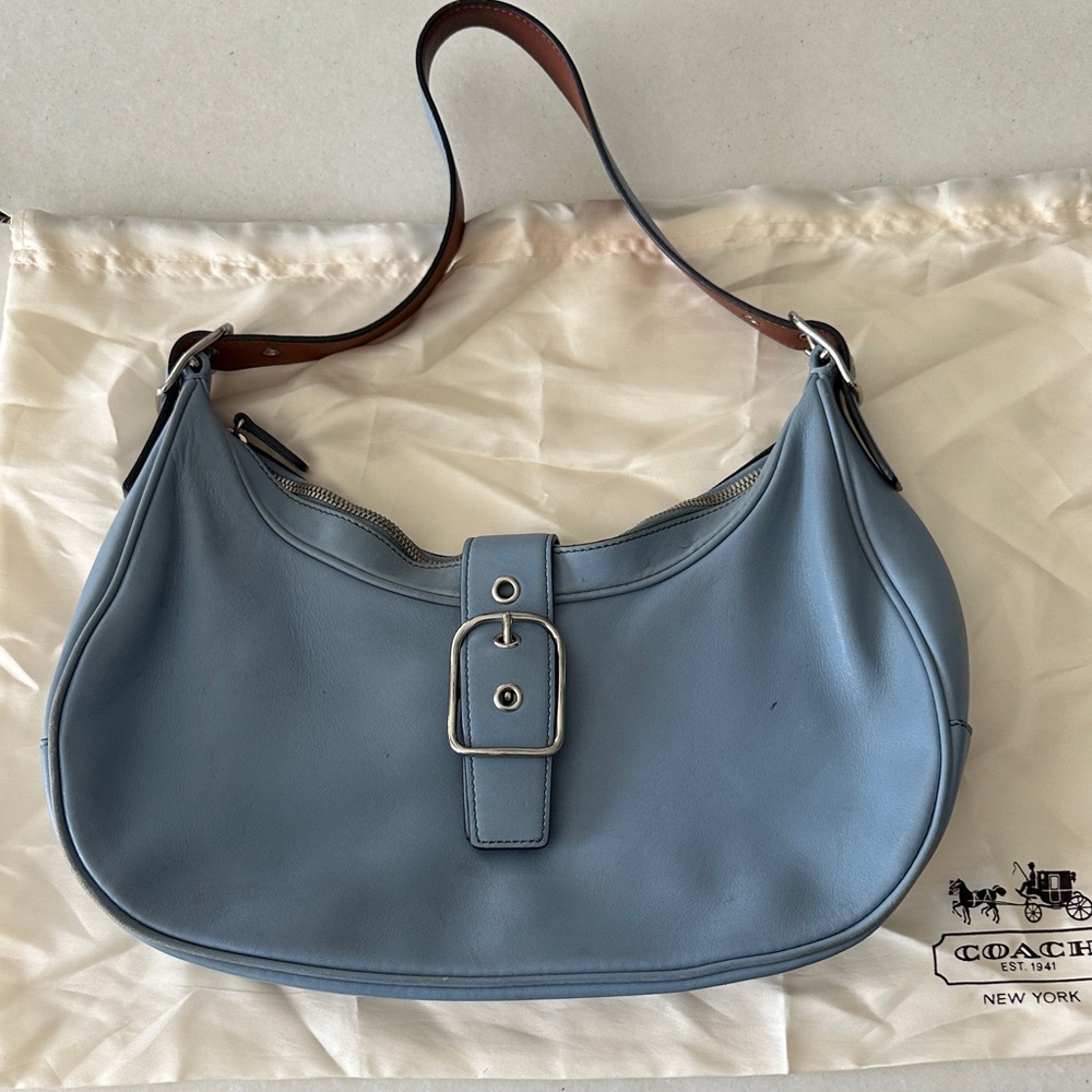 Coach Hamptons Hobo Bag Light Blue Leather J2S-7592